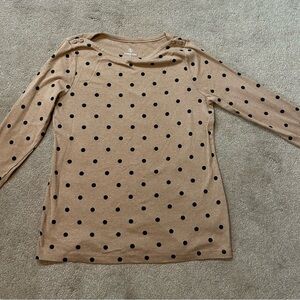 Lands' End Tan Top with Black Dots
